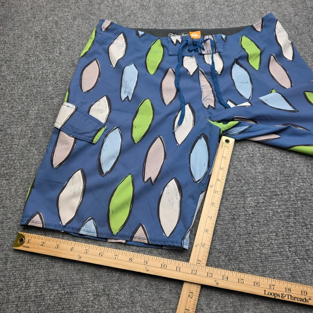 Quiksilver Waterman Collection Board Shorts Mens 36 Blue‎ Surfboard Print Swim